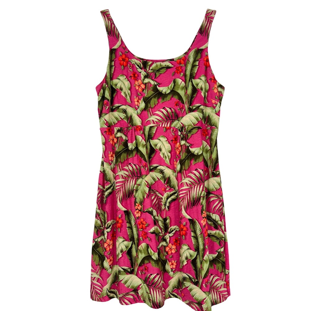 Tommy Bahama Pink Tropical Floral Palm Dress Tropicalcore Resortwear Womens XL